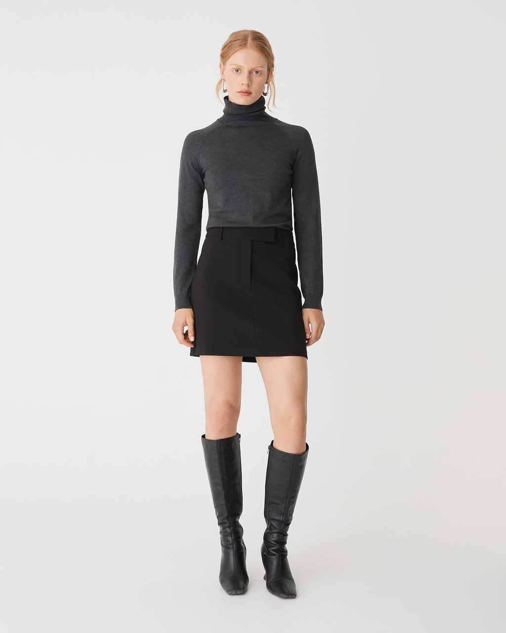 Clarisse Turtleneck Sweater in charcoal — full-length view