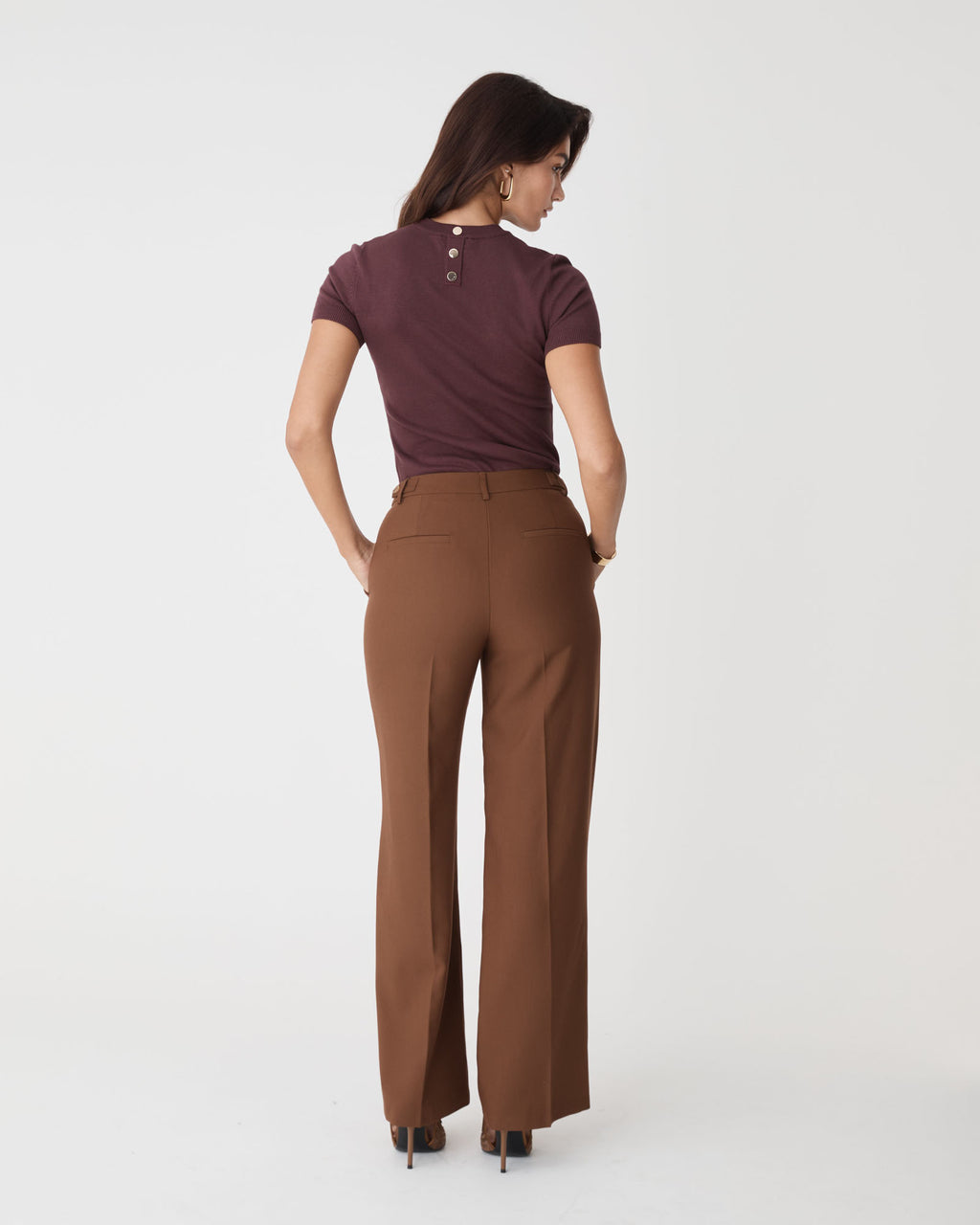 Catherine Short Sleeve Knit in shiraz — back view