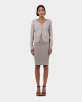 Lauren Pencil Skirt in stone — full-length view