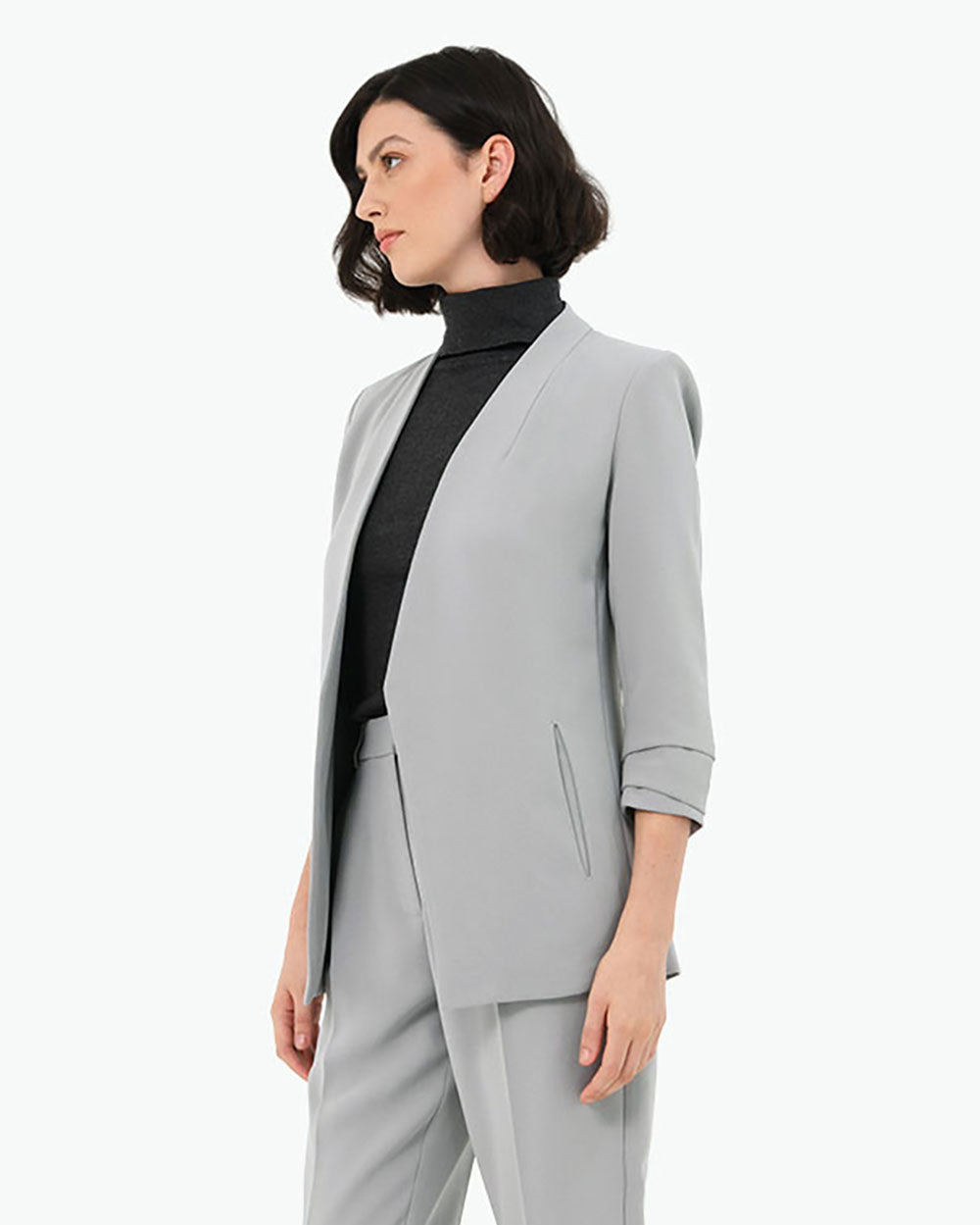 Carter 2 Collarless Blazer in grey — side view