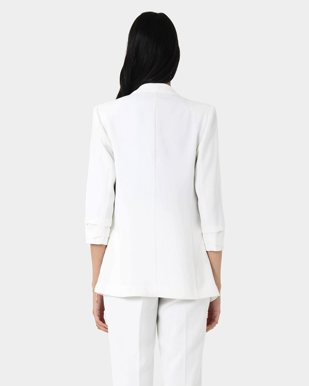 Carter 2 Collarless Blazer in ivory — back view