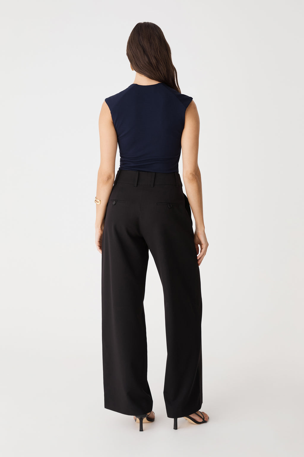 Back view of the dark navy Soho Scoop Neck Top