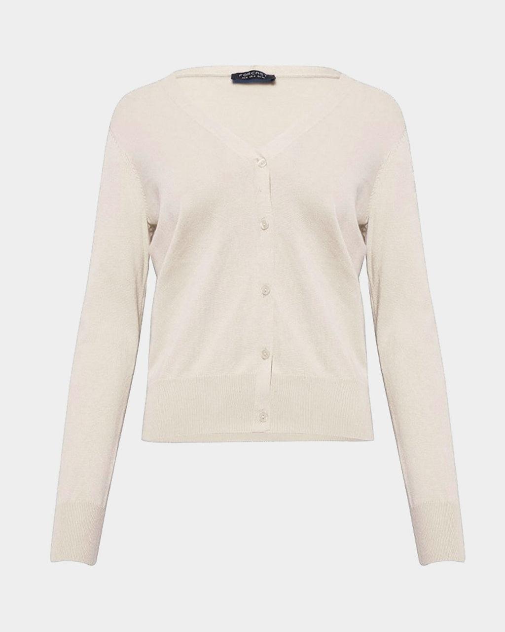 Nicolette V-Neck Knit Cardigan in bone — product-only view