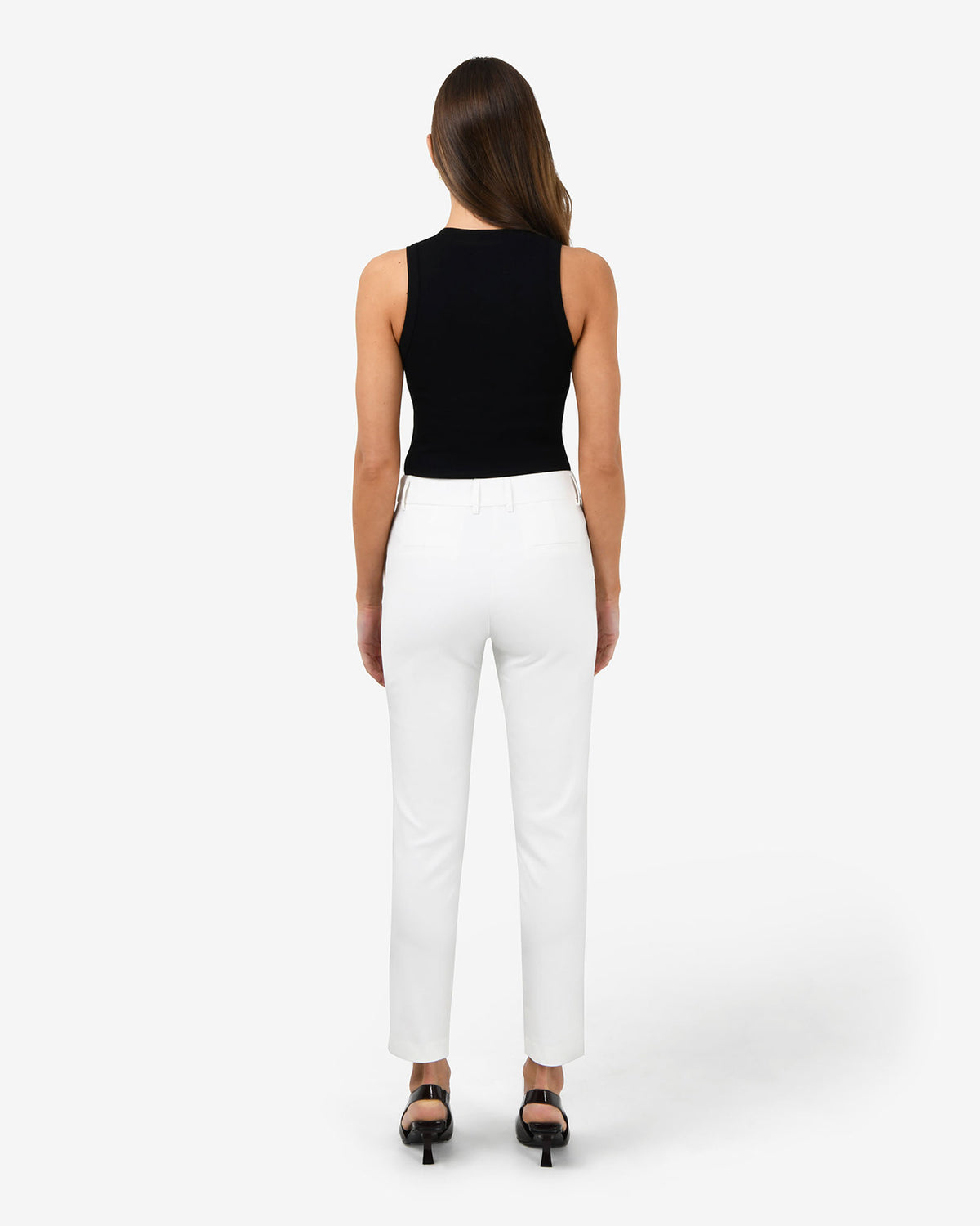 Safira High-Waist Trousers in ivory — back view
