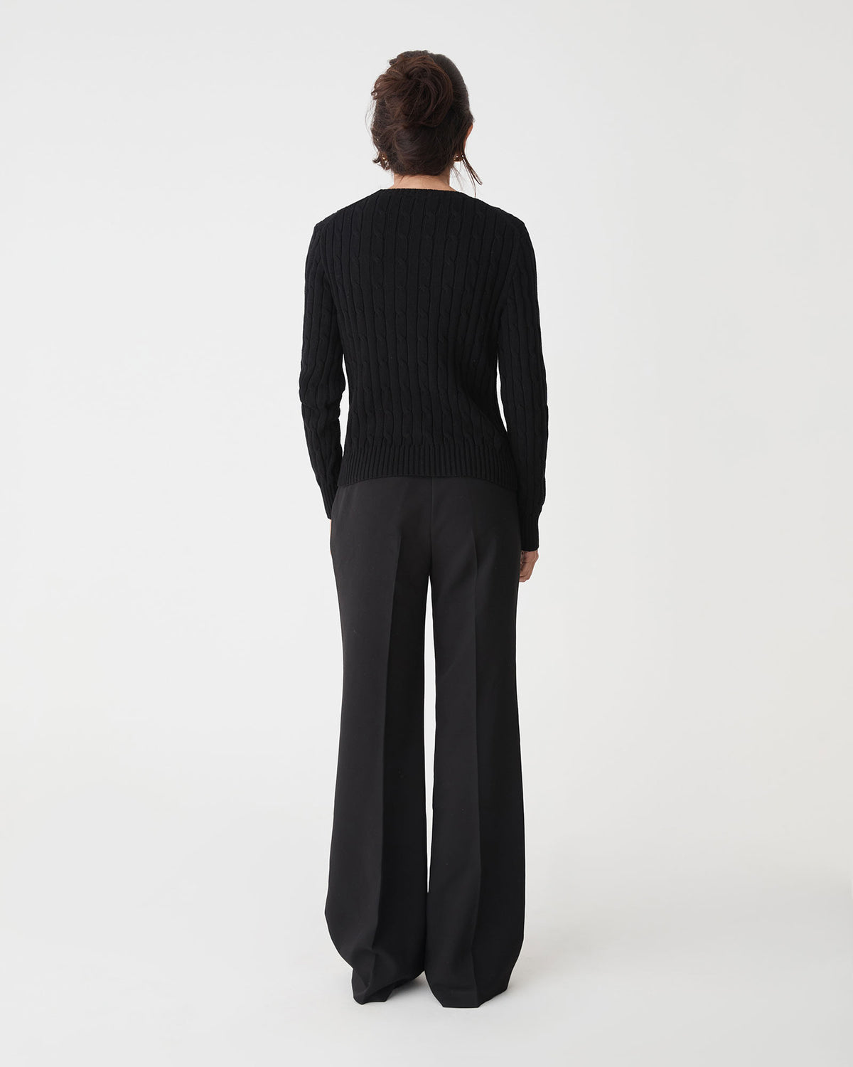 Juanita Cotton Cable Knit in black — back view