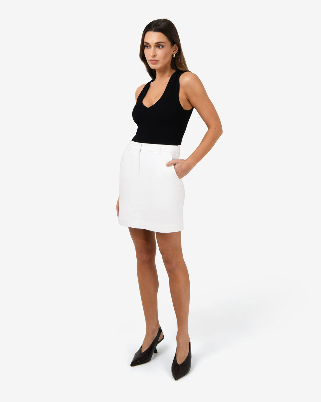 Safira Mini Skirt in ivory — side view