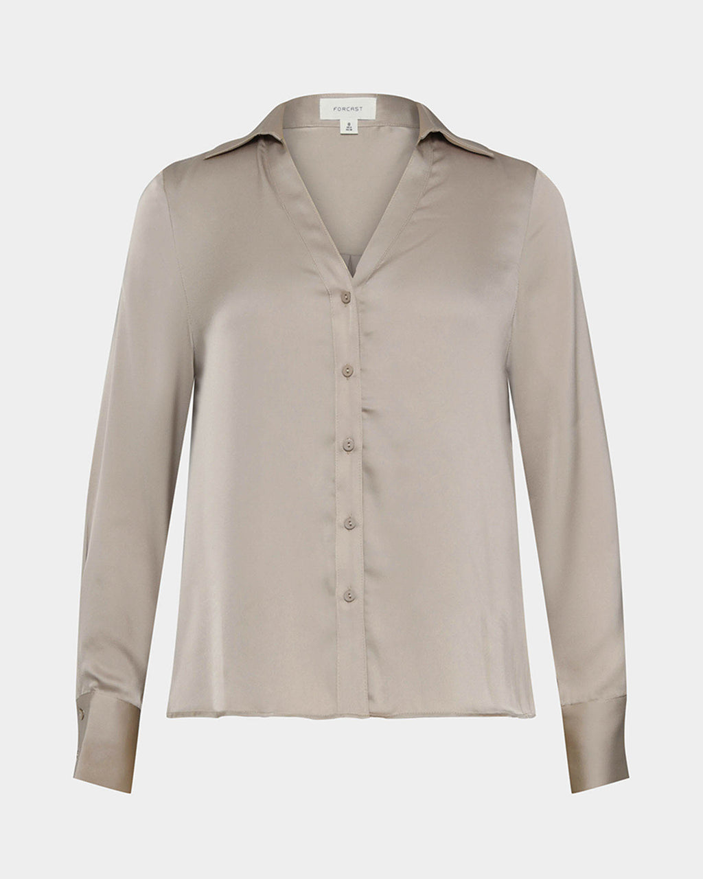 Lila V-Neck Satin Blouse in sand — product-only view