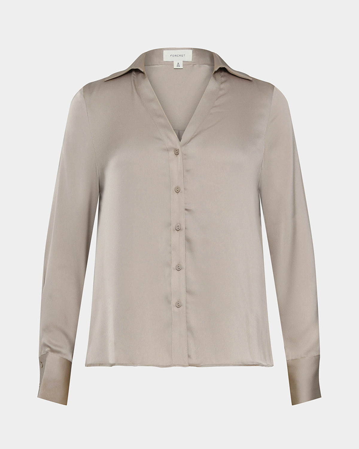 Lila V-Neck Satin Blouse in sand — product-only view