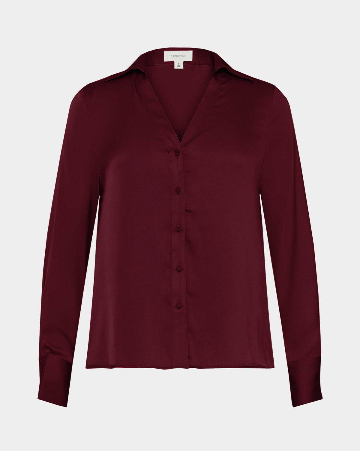 Lila V-Neck Satin Blouse in wine — product-only view