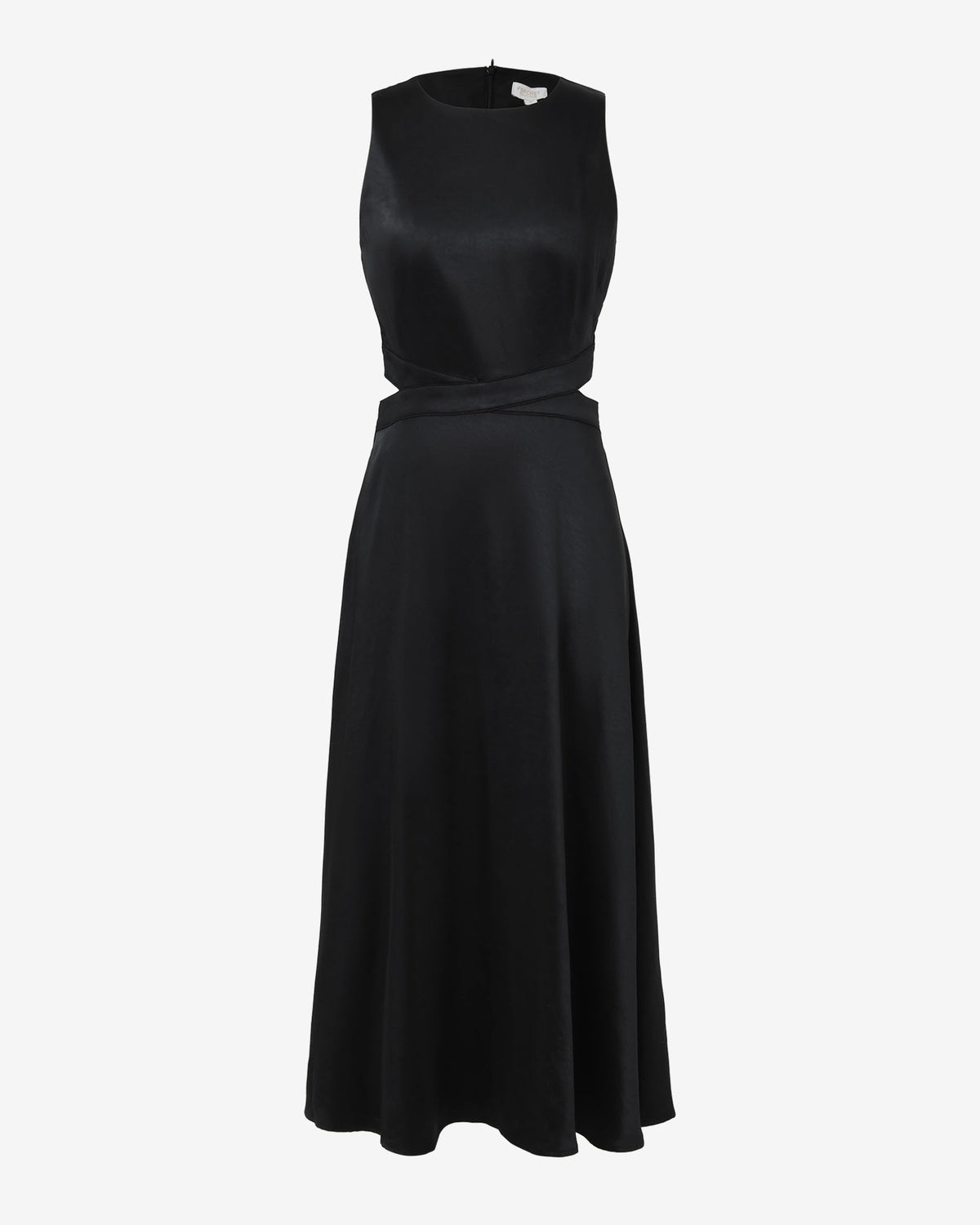 Louisa Cut Out Satin Dress in black — product-only view