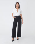 Morgan Short Sleeve Cuff Shirt in ivory — full-length view