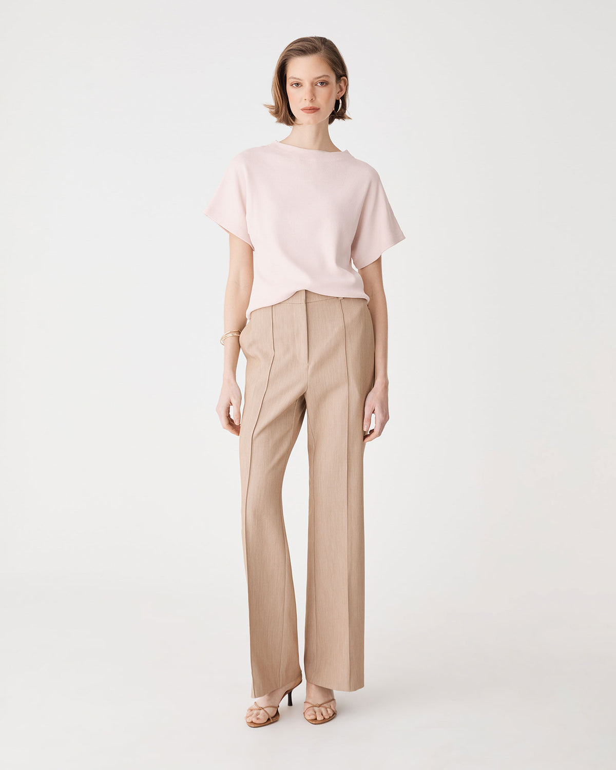 Jemma Relaxed Knit Top in blush pink — full-length view 2