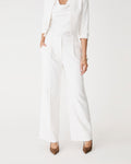 Nikki Tailored Pants in ivory, front view cropped at the waist showing pleats and wide straight leg