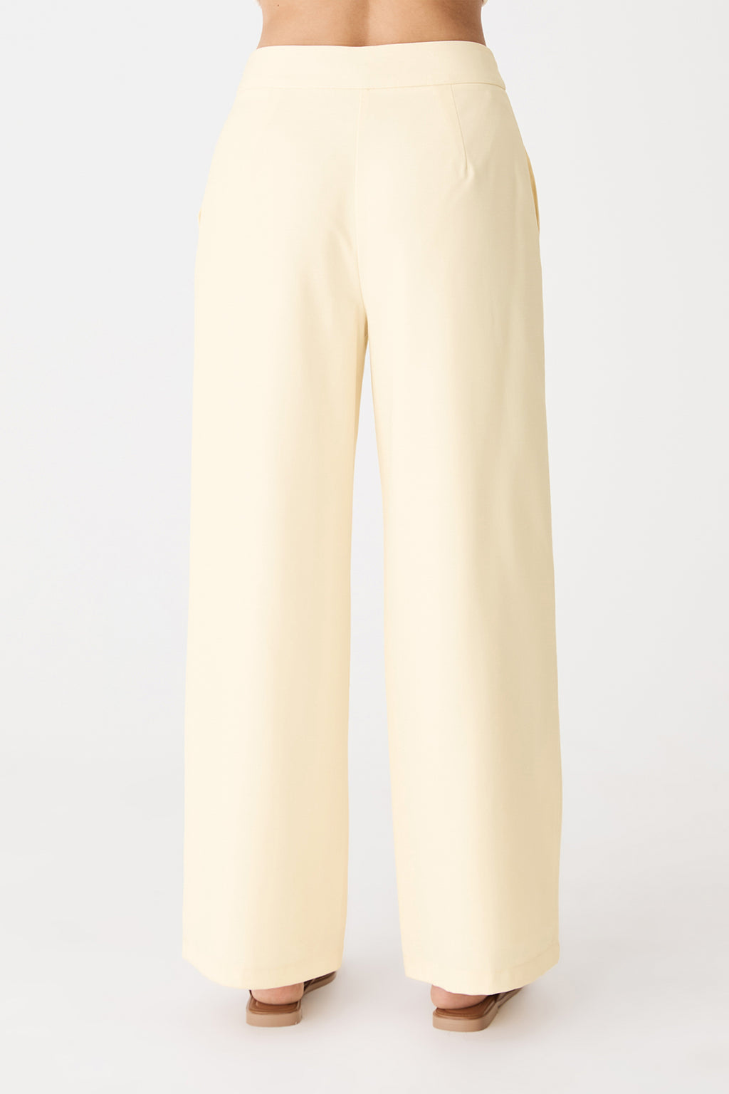 Back view of the butter wide leg pants
