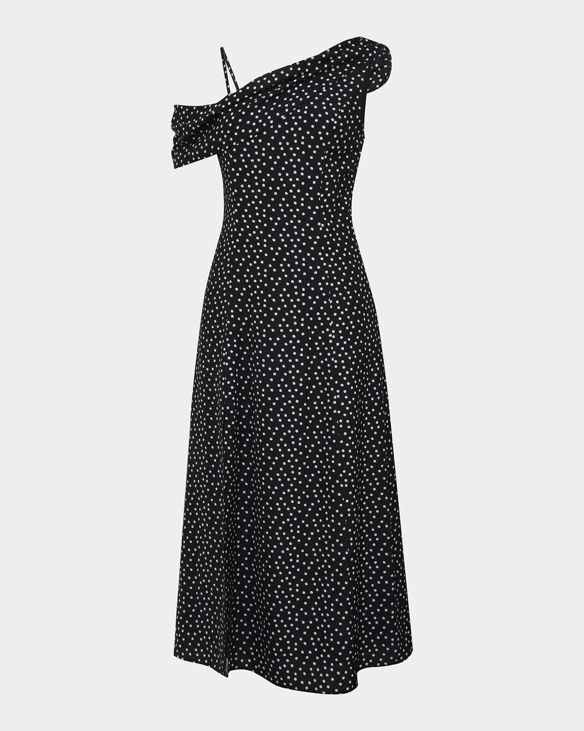 Jules Asymmetric Maxi Dress in polka dot — product-only view