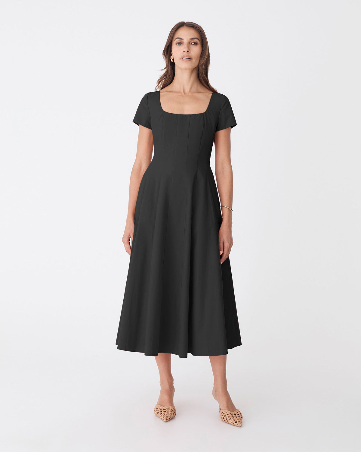 Brielle Cotton Sundress in black — full-length view