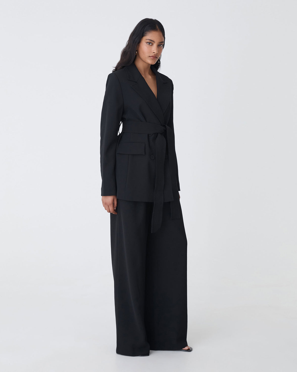 Rumy Double Breasted Blazer in black — side view