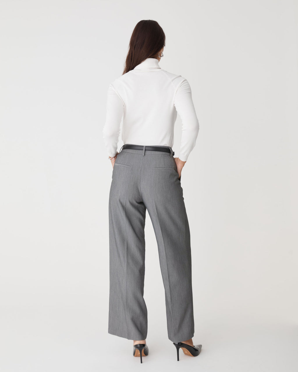 Nikki Tailored Pants in melange grey — back view