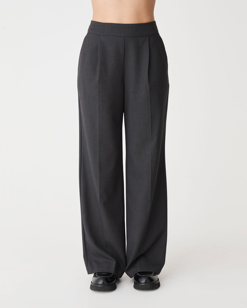 Westwood Elastic Waist Pants in charcoal — close-up view