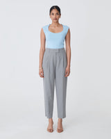 Kris Tapered Leg Pants in grey check — full-length view