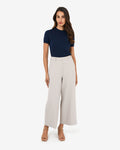 Mallory Herringbone Culottes in dove grey — full-length view