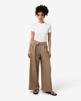 Rowan Belted Contrast Pants in camel — full-length view