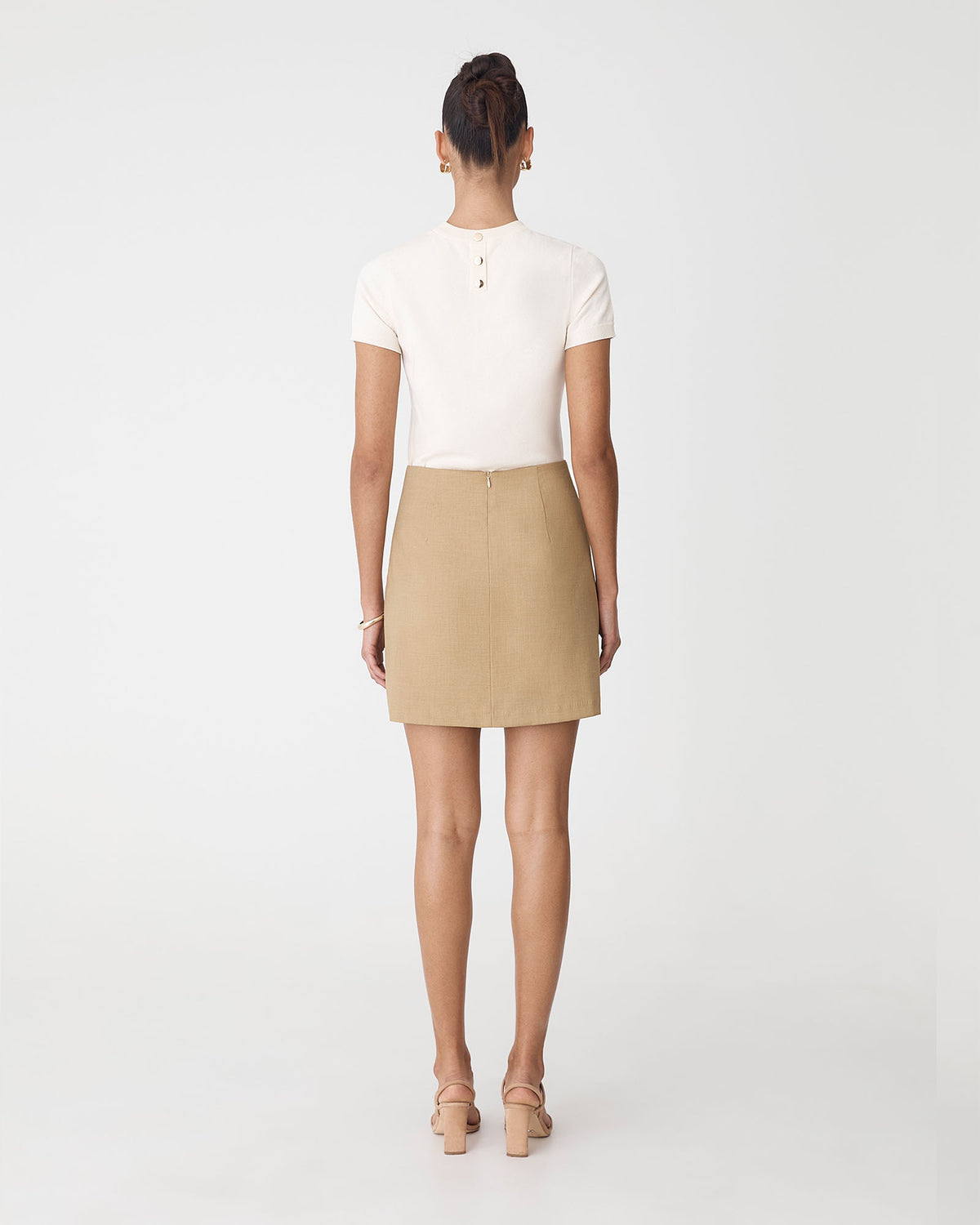 Aaria Asymmetric Skirt in camel — back view