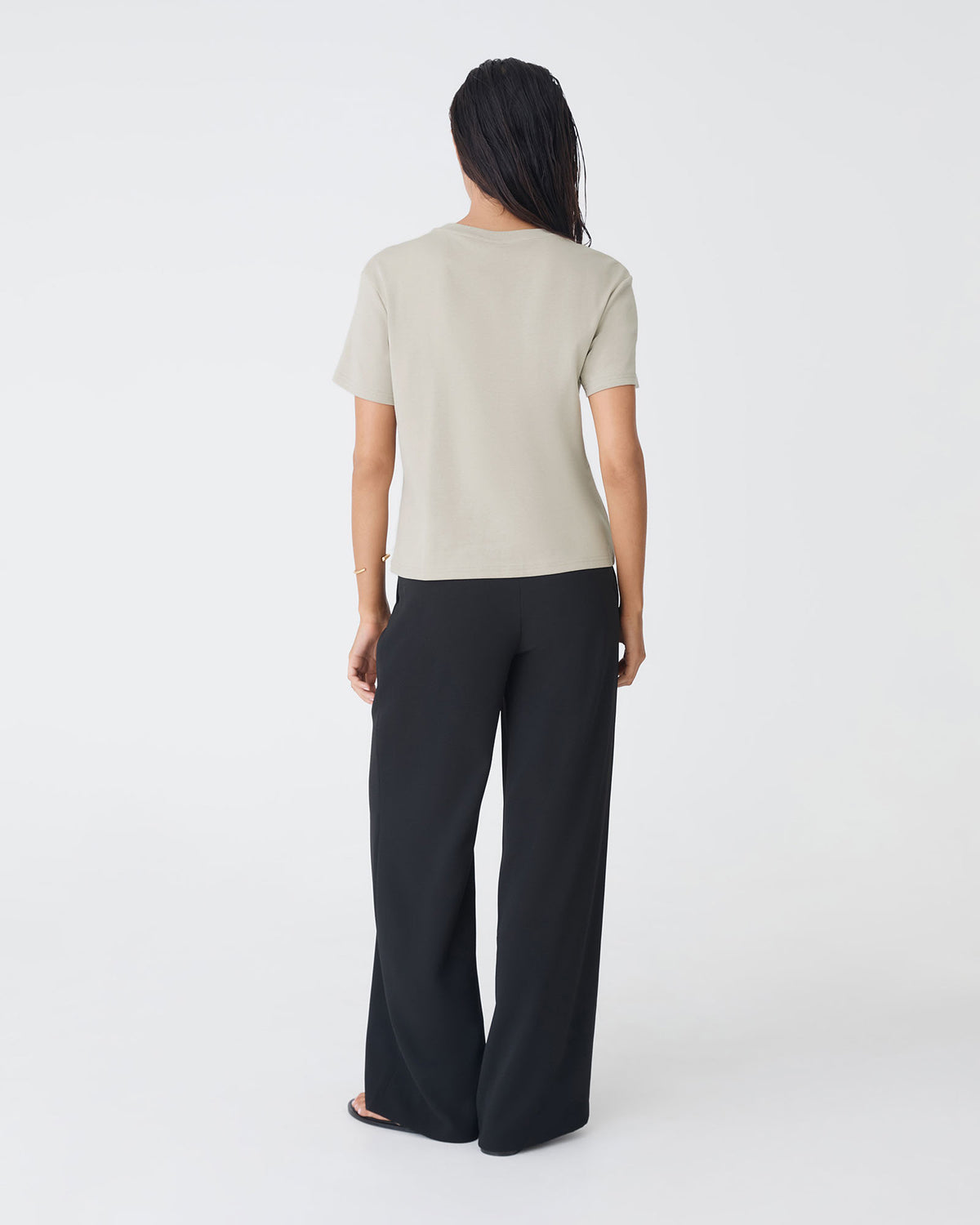May Relaxed Cotton T-shirt in soft khaki — back view