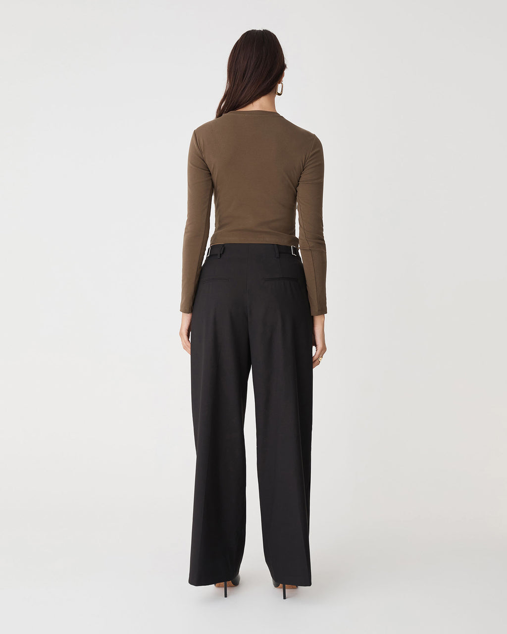 Wyatt Long Sleeve Tee in espresso — back view