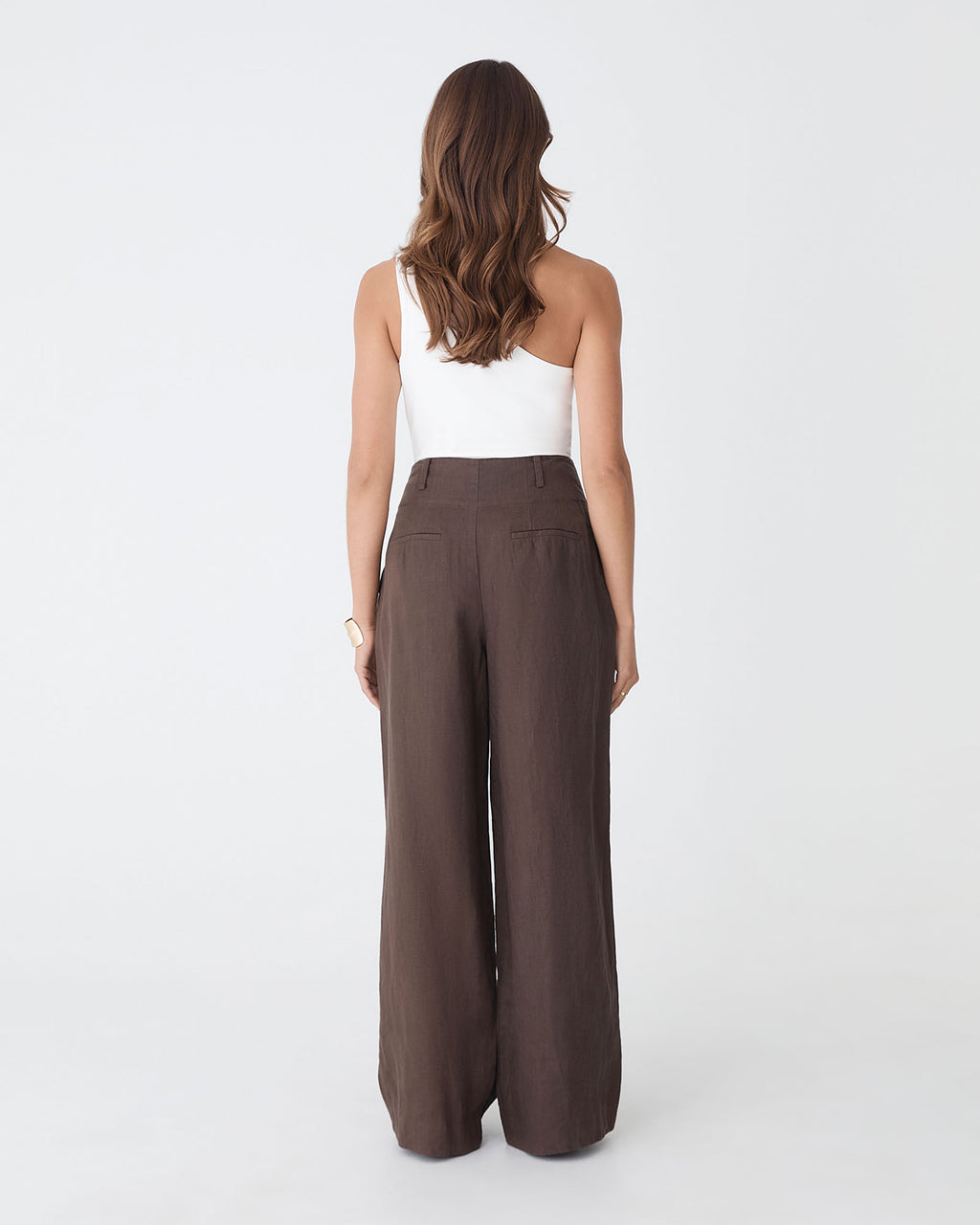 Holly Bamboo One Shoulder Top in ivory — back view