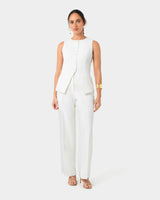 Nikki Longline Vest in ivory — full-length view