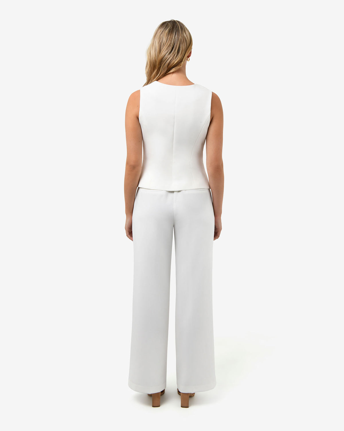 Nikki Tailored Waistcoat in ivory — back view