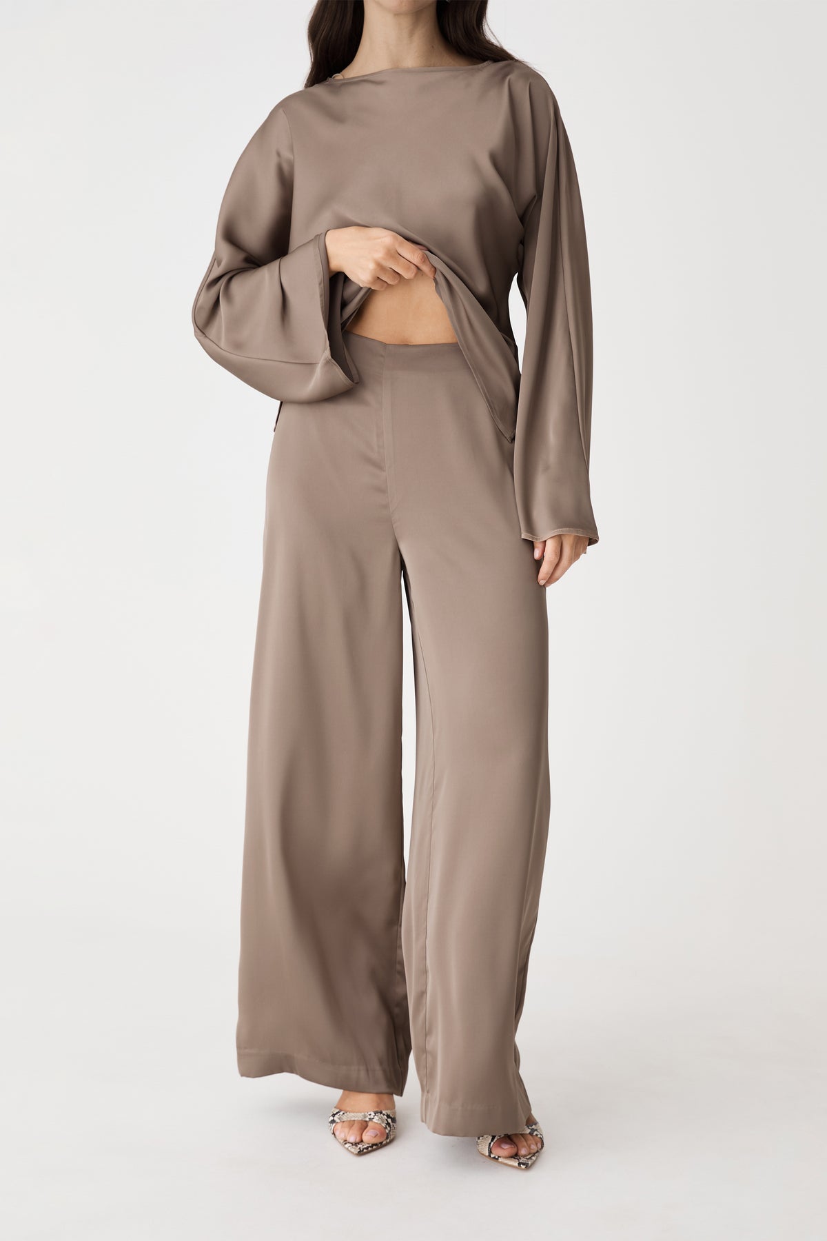 Asma Satin Wide Leg Pants