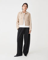 Holland Cropped Jacket in oat — full-length view