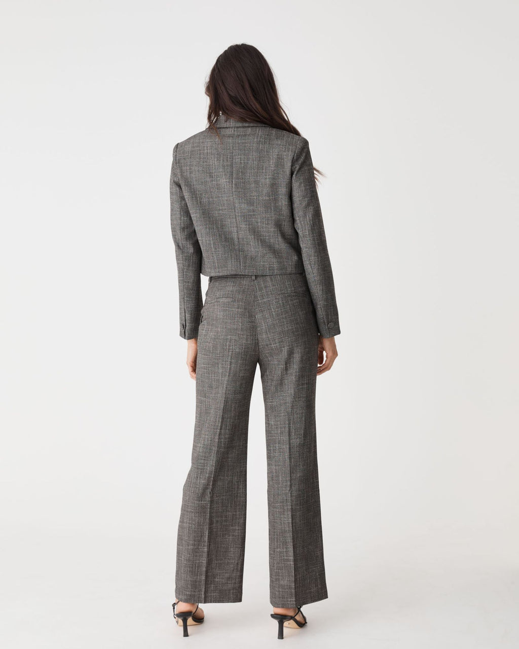 Harper Cropped Jacket in black melange — back view