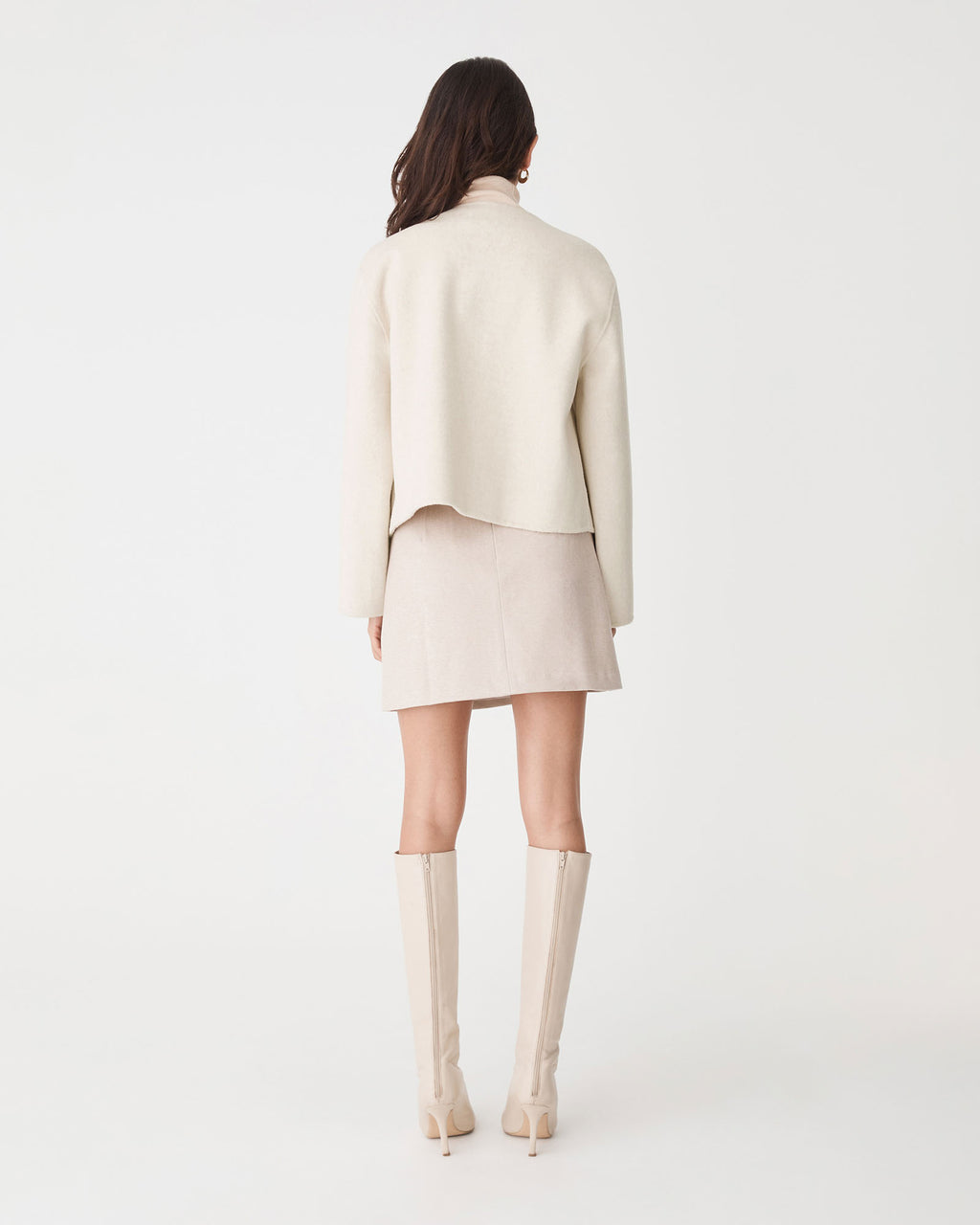 Alani Crop Wool Jacket in light beige — back view