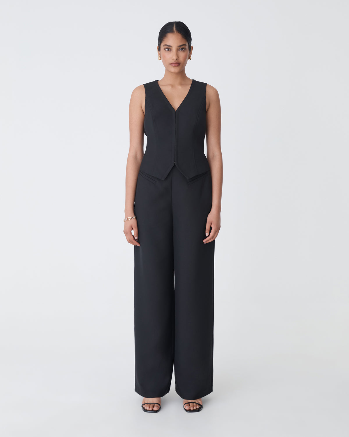 Dakota Basque Waist Pants in black — full-length view