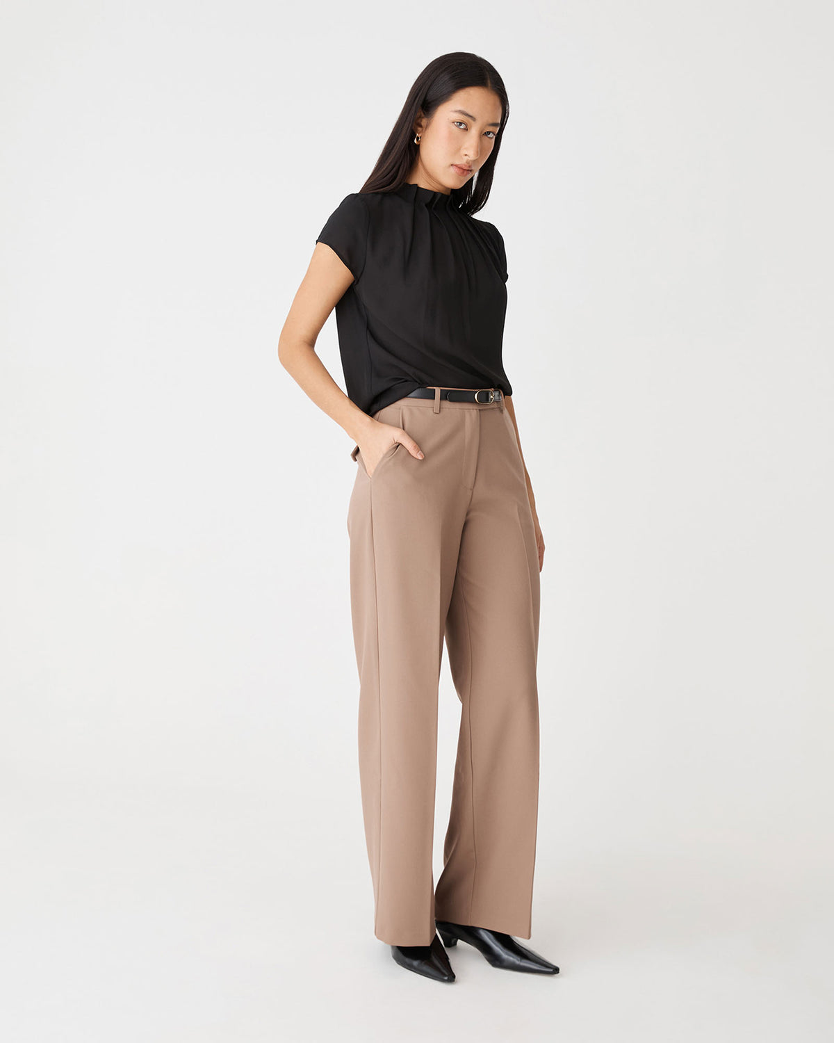 Jordan Straight Leg Pants in caramel — side view