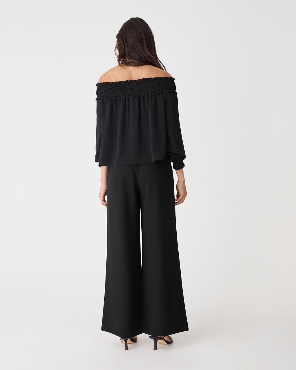 Lilly Off Shoulder Top in black — back view
