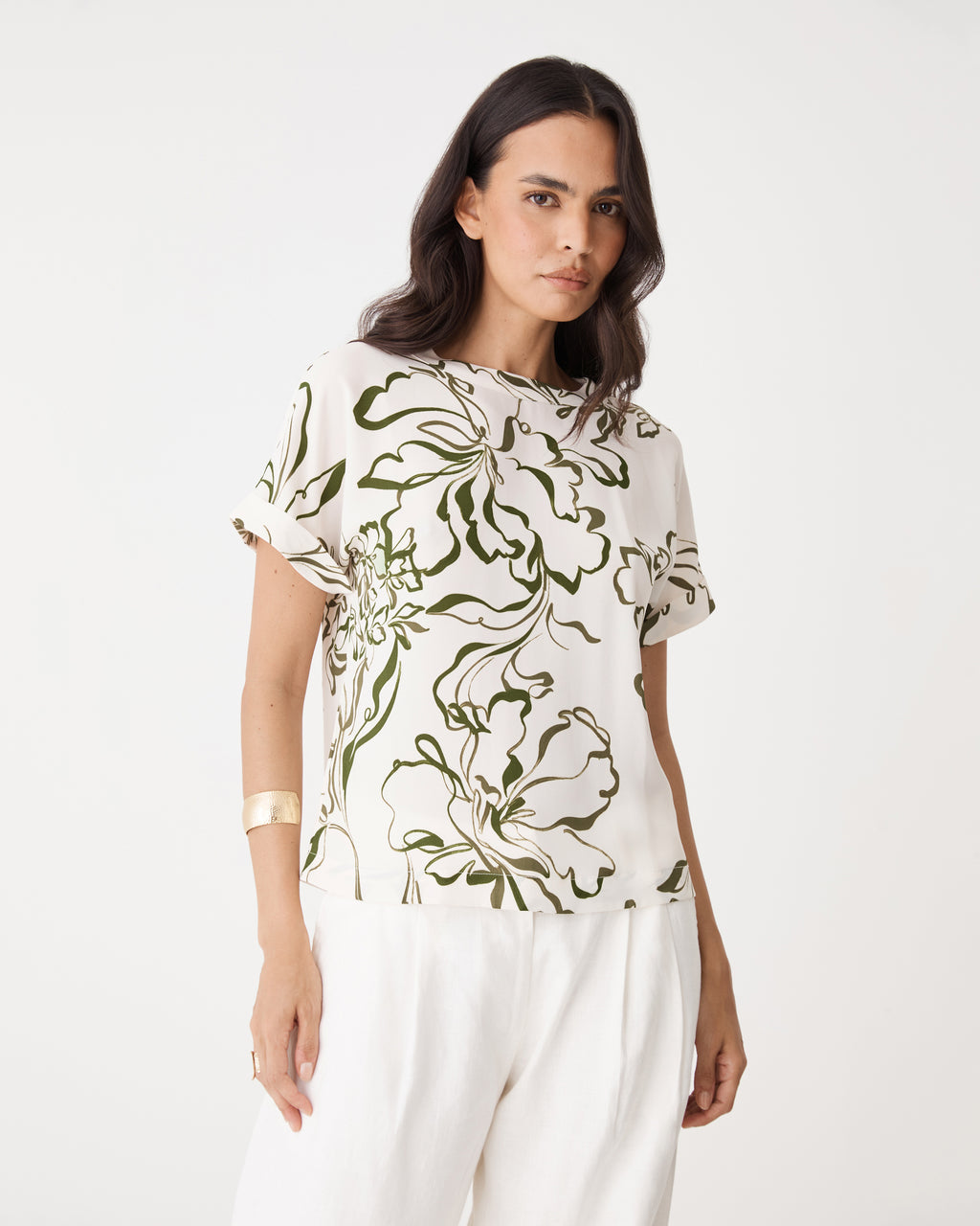 Natalie Floral Crepe Tee